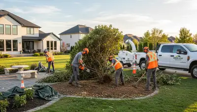Professional shrub removal service in Staten Island NY with crew clearing overgrown bushes safely