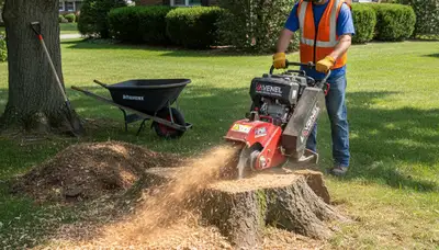 Professional stump grinding service removing tree stumps in Avenel NJ by Staten Island NY tree experts