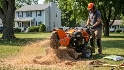 Stump grinding service removing tree stumps in Sewaren NJ by Staten Island NY tree removal experts
