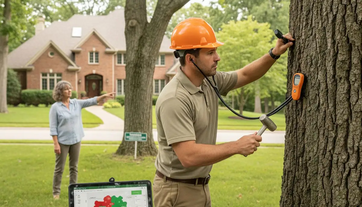 Certified arborist performing tree health assessment in Staten Island NY for local tree removal services