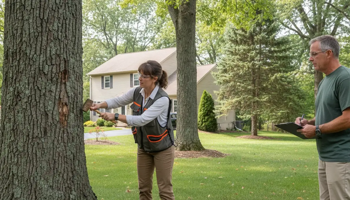 Certified arborist performing tree health assessment in Staten Island NY for local tree removal services