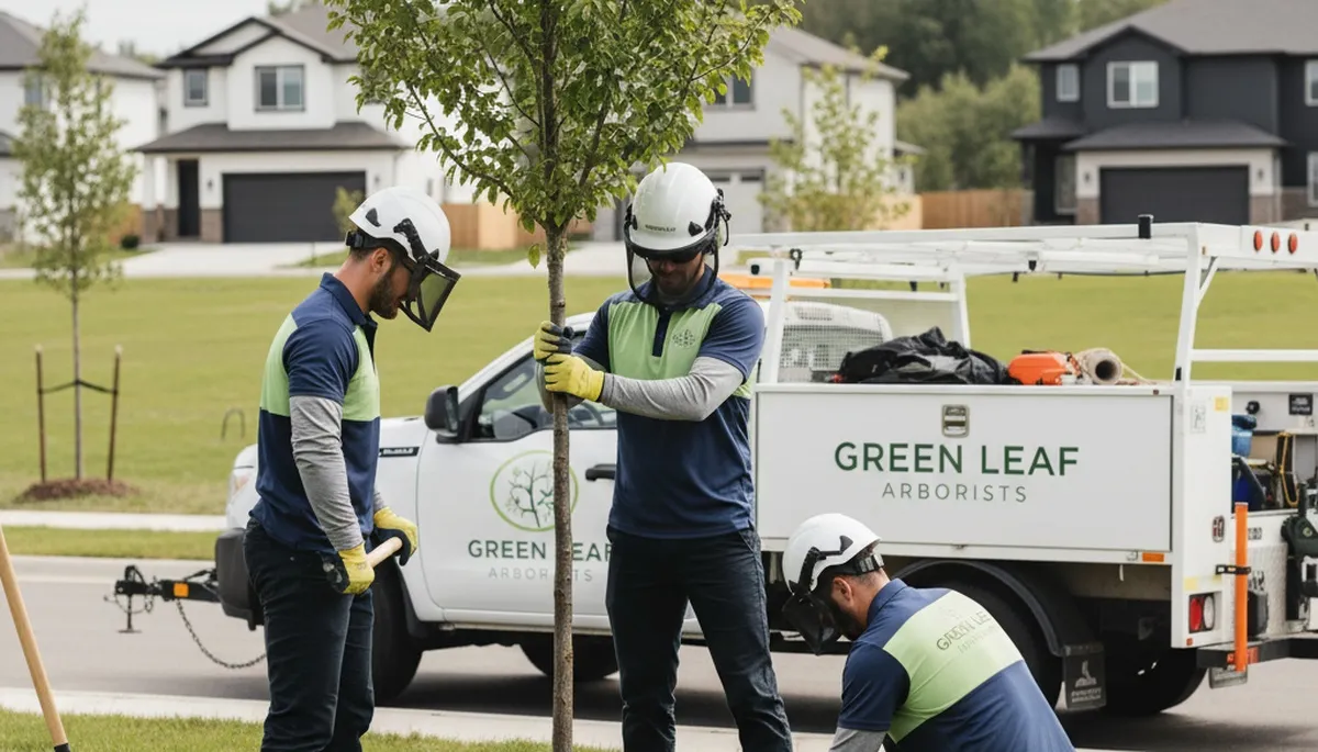 Arborist planting native tree in Staten Island NY for Chop Chop Tree landscaping service