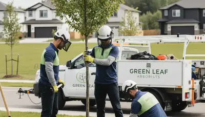 Arborist planting native tree in Staten Island NY for Chop Chop Tree landscaping service