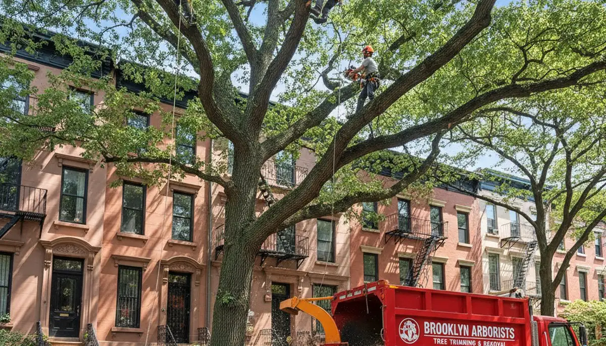 Professional tree removal service in Staten Island NY safely cutting and clearing large trees