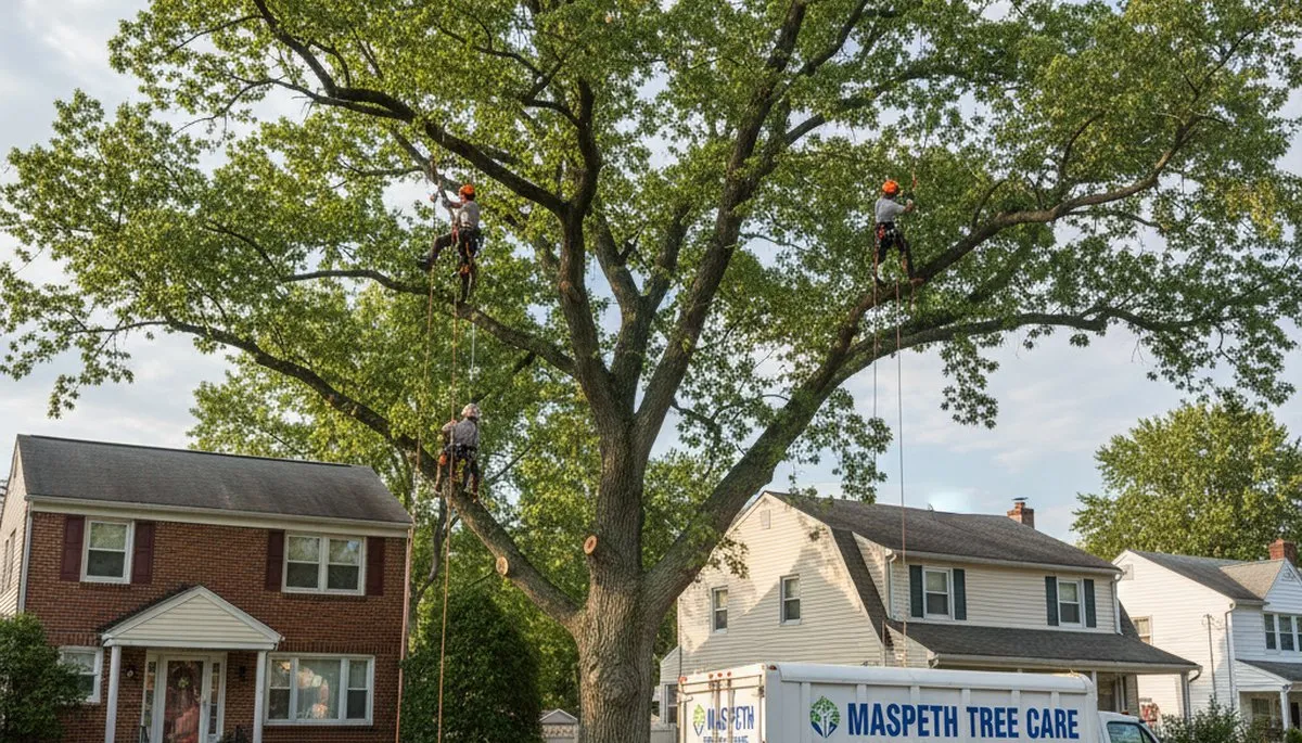 Professional tree removal service in Staten Island NY clearing large oak safely