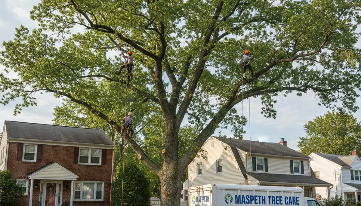 Professional tree removal service in Staten Island NY clearing large oak safely