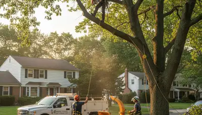 Professional tree removal service in Staten Island NY safely cutting and clearing large trees