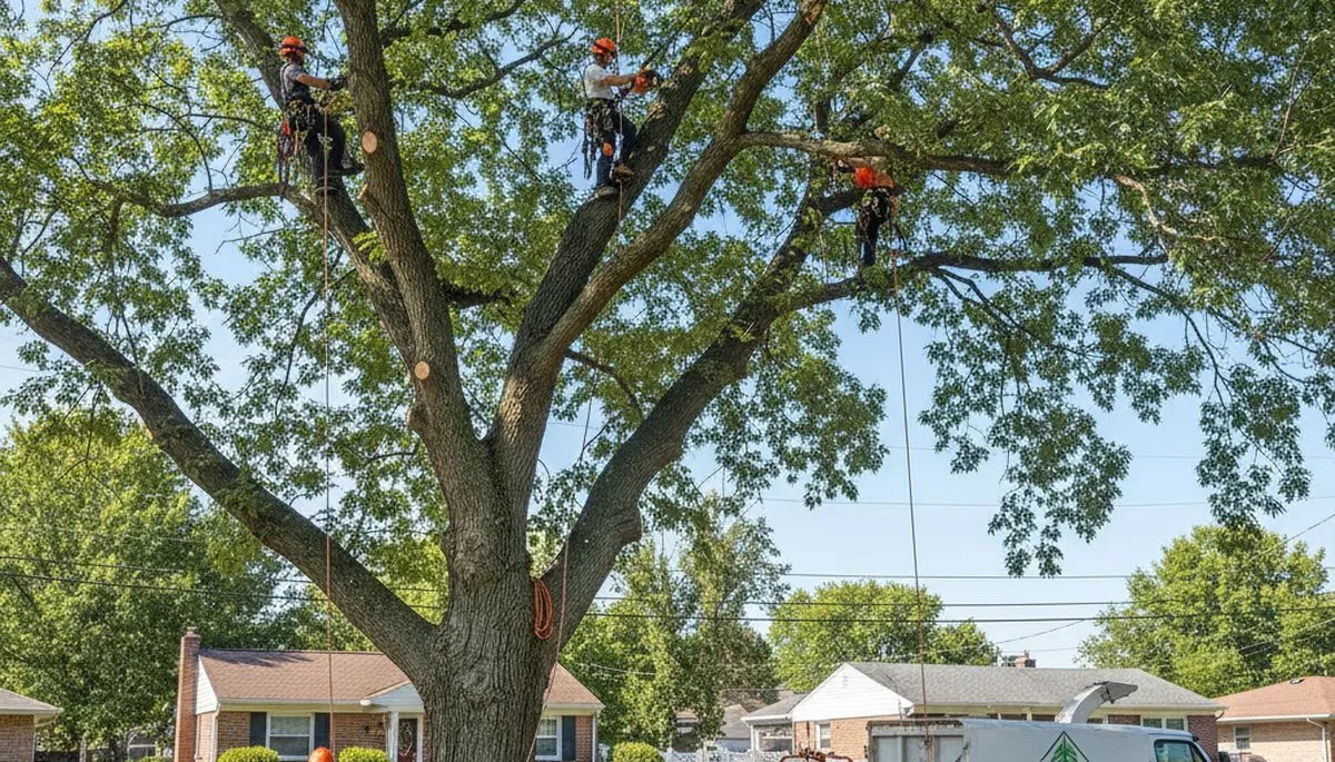 Professional tree removal service in Staten Island NY clearing large oak safely
