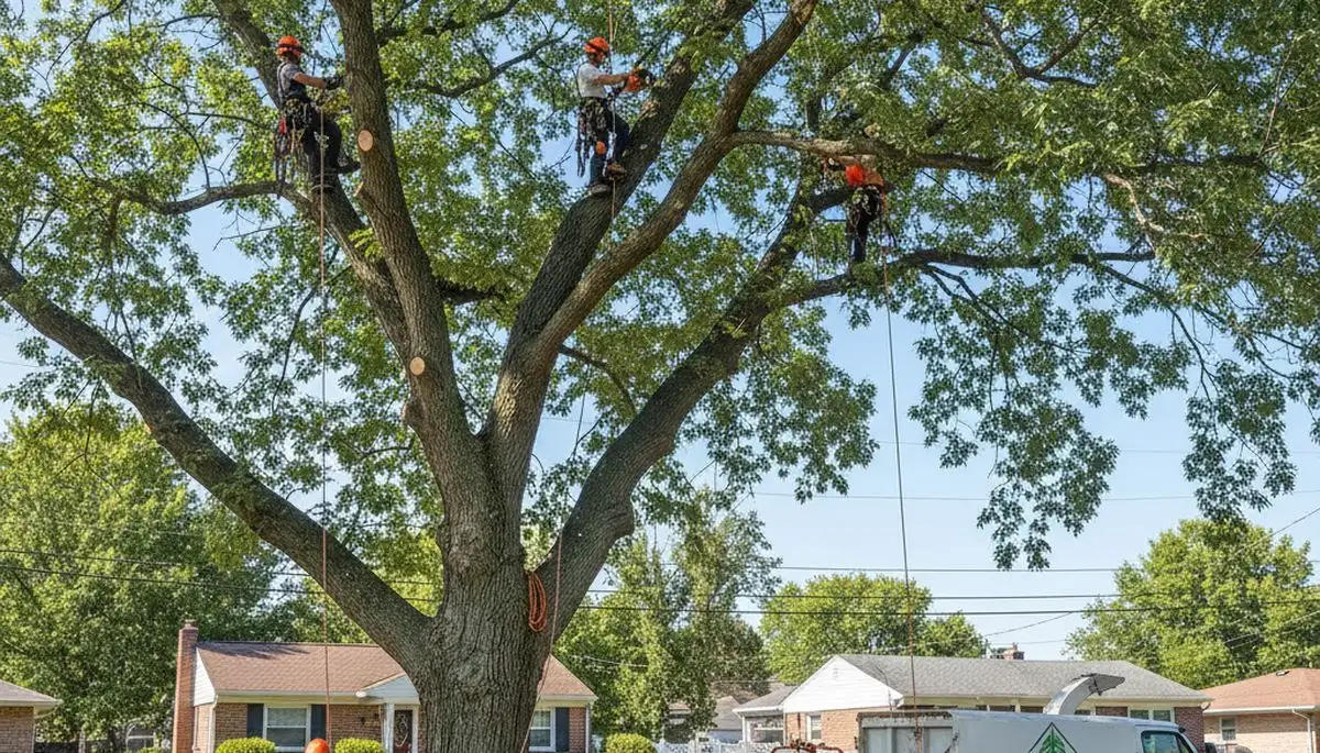 Professional tree removal service in Staten Island NY clearing large oak safely
