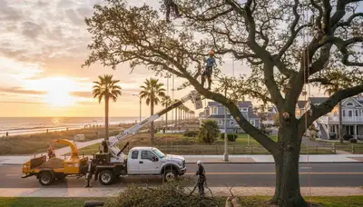 Professional tree removal service in Staten Island NY safely clearing large residential trees